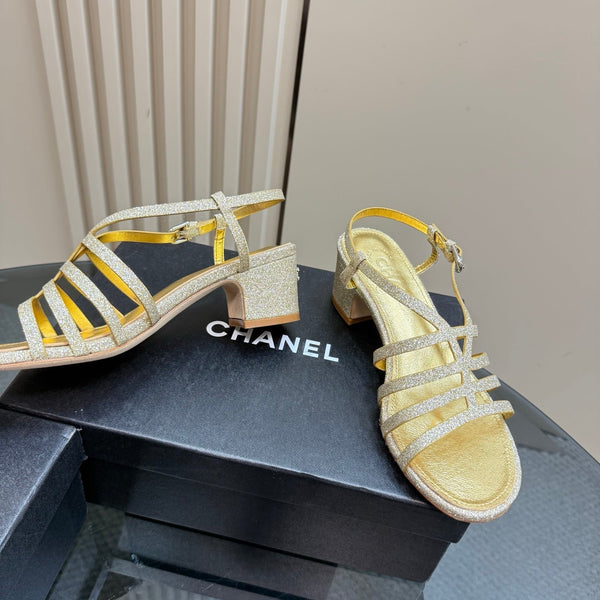 CC 25 Sandal Heels Gold Sheepskin 239418