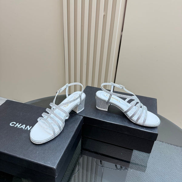 CC 25 Sandal Heels Silver Sheepskin 239420