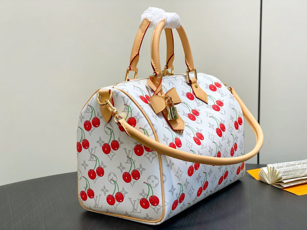 LV x TM Speedy Soft Bandoulière 30 Grey Monogram Cherry Canvas