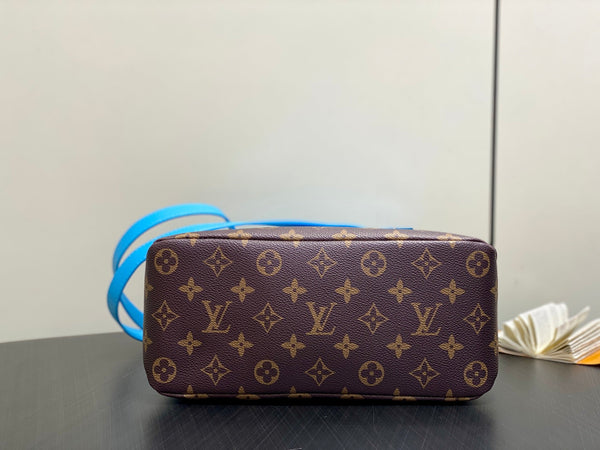 LV 2025 Blue Gradient Square Tote Shopping Bag Cowhide 343985