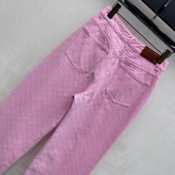 GG 26s Jacquard Leg Jeans Hot Pink Denim 363924