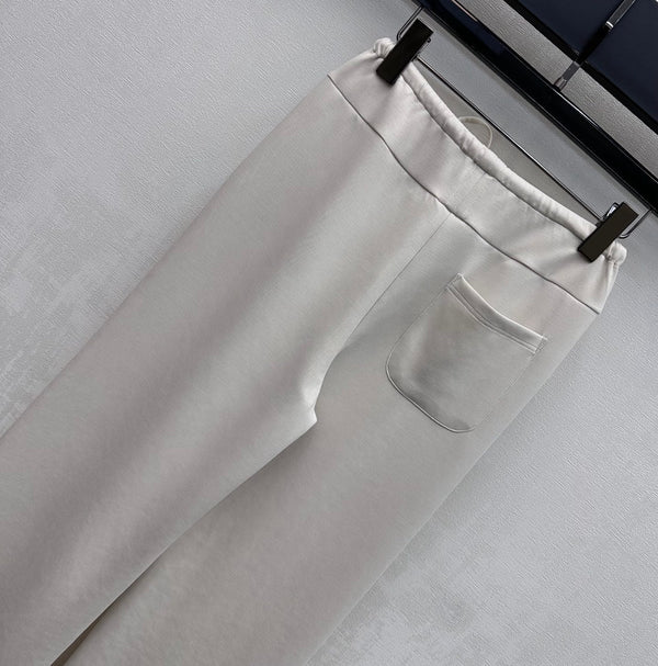 Miu 26s Drawstring Flared Trousers Ivory Polyester 363799