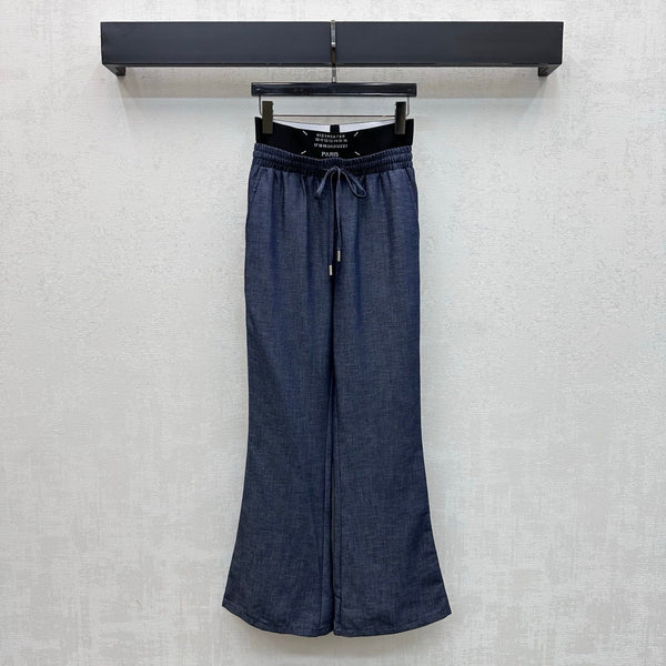 MM6 Wide-Leg Trousers Dark Blue Cotton 372382