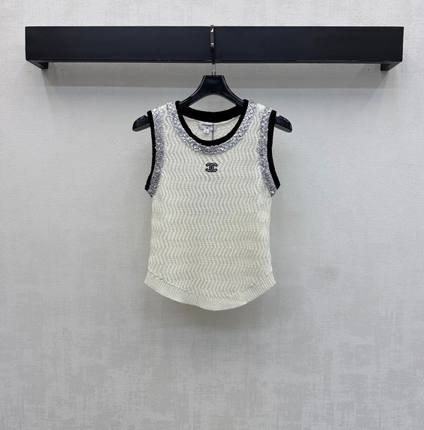 CC 26s Knit Vest White Wool Polyester 378379