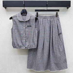Miu 2026 Plaid Set Gray Cotton 410726