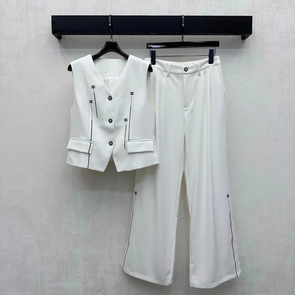 CC 26s Embroidered Vest And Trouser Suit Polyester 422613