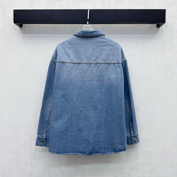 CC 26S Letter Button Collared Shirt Denim 422637
