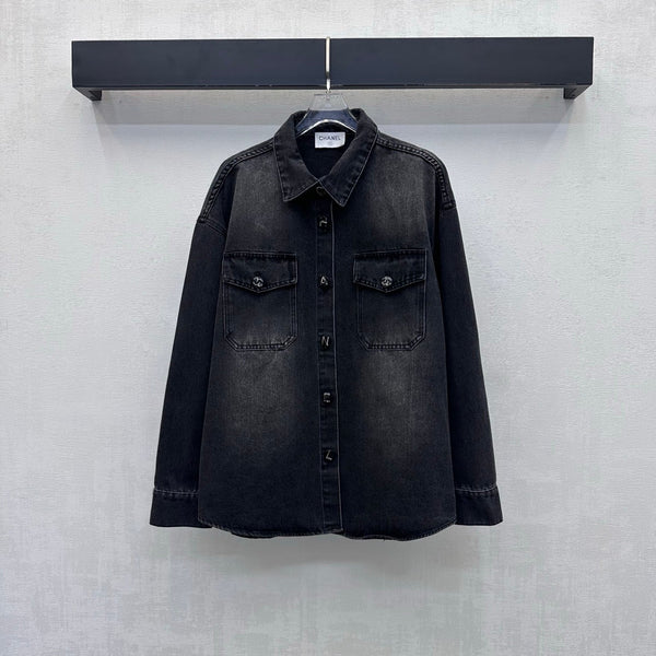 CC 26S Letter Button Collared Shirt Denim 422637