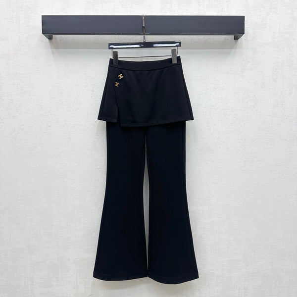 CC 26s Skirt Overlay Flare Pants CC Buttons Black Cotton Polyester Spandex 427494
