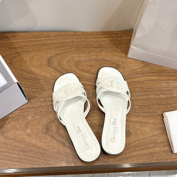 CD 26s D-Club Slides 4.5cm White Calfskin 998645