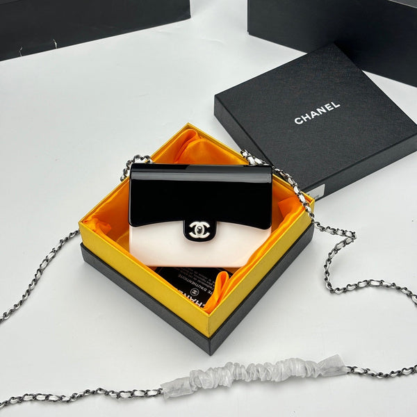 CC Evening Bag White Black Acrylic