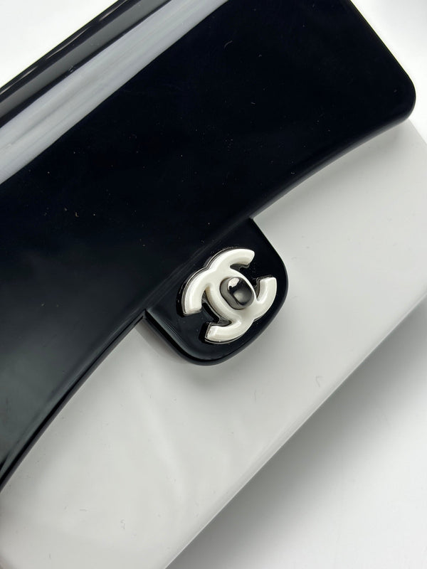 CC Evening Bag White Black Acrylic
