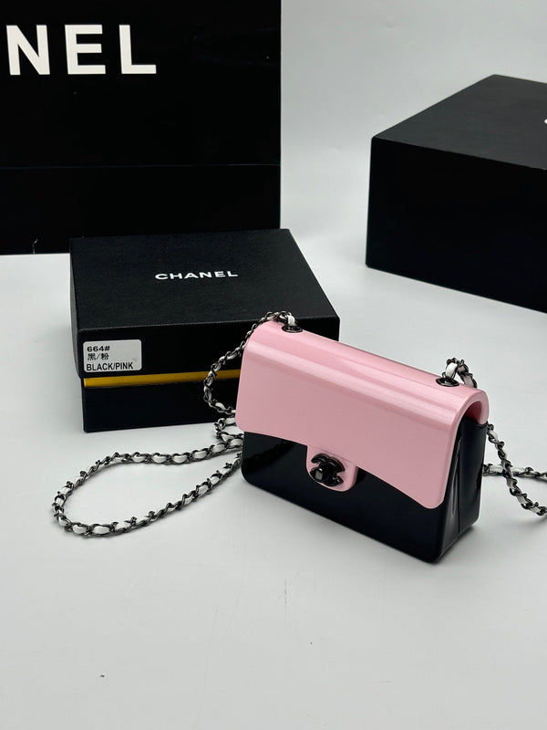 CC Evening Bag Pink Black Acrylic
