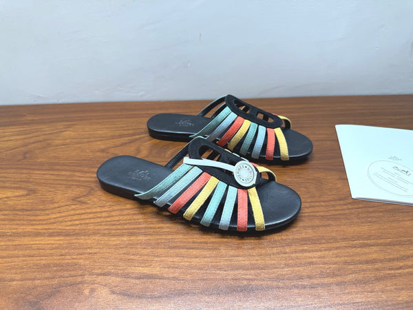 HM Noria Sandals Black Colorful Suede 849481