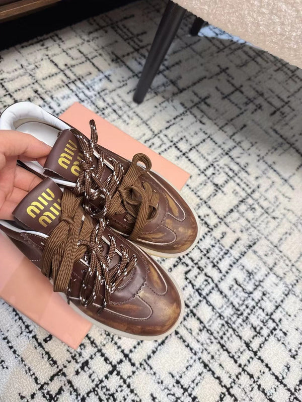 Miu Balance Sneakers Dark Brown Calfskin