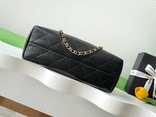CC 25A Small Tote 36cm Brown Suede Black Calfskin