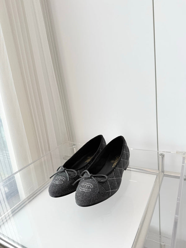Chanel 2026 Ballet Flat Grey Denim 697395