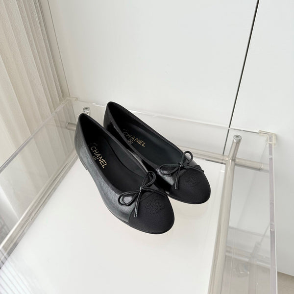 Chanel 2026 Ballet Flat Black Canvas Leather 697397