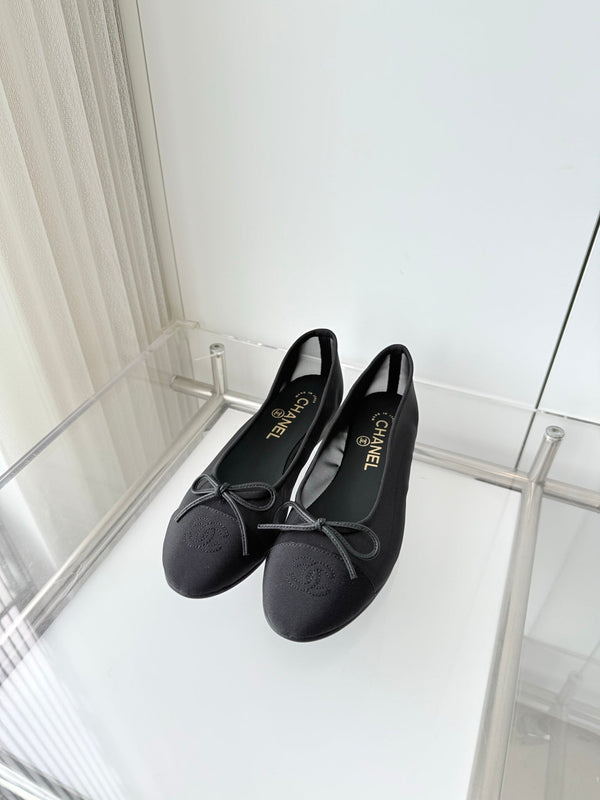 Chanel 2026 Ballet Flat Black Mesh Canvas 697398