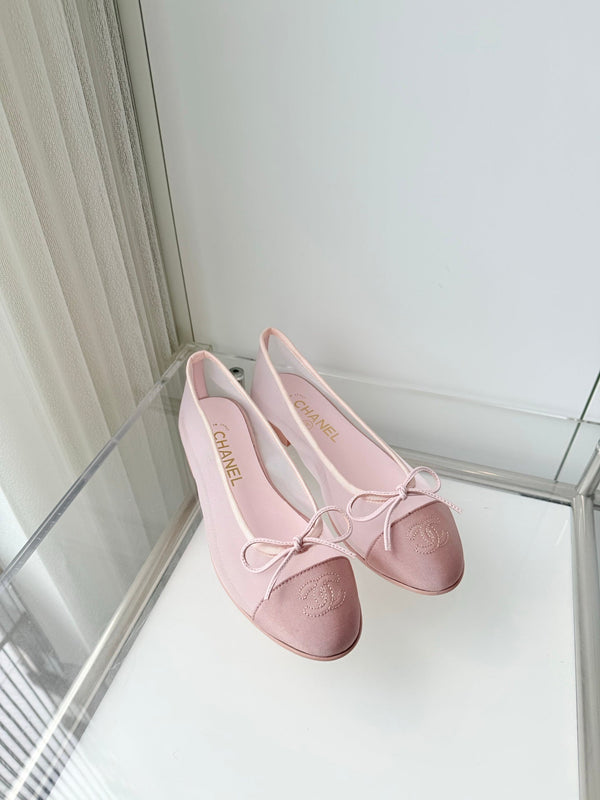 Chanel 2026 Ballet Flat Pink Mesh Suede 697400