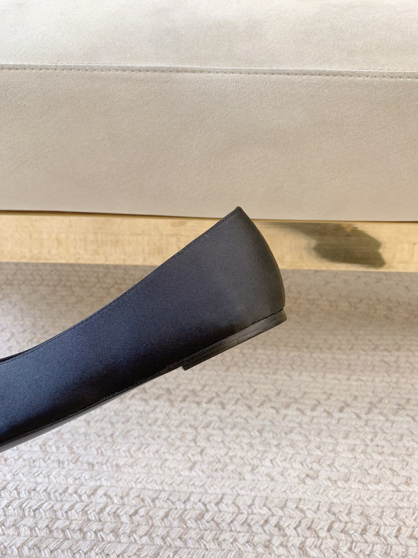 BABYLONE BALLET FLAT IN BLACK SATIN