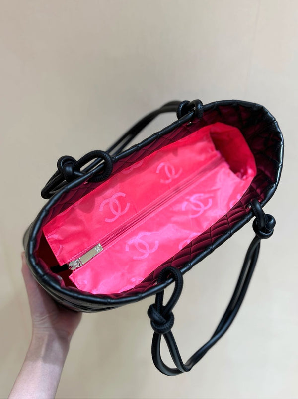 CC 25s Cambon Ligne Tote Bag 30cm In Black Calfskin