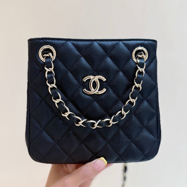 CC 2025 Mini Tote Bag Black Calfskin 346305