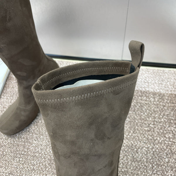 HM High Boots 75mm In Brown Umber Suede 975154
