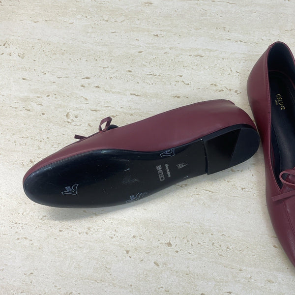 CL 26s Ballet Flats In Dark Red Lambskin With Bow