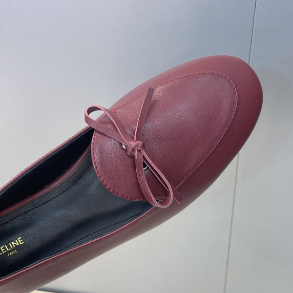 CL 26s Ballet Flats In Dark Red Lambskin With Bow