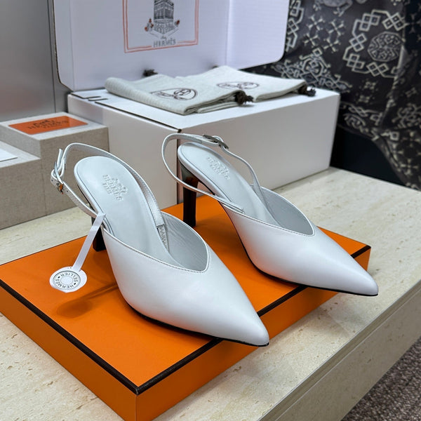 HM Nicoletta Slingback 9cm White Calfskin 830199