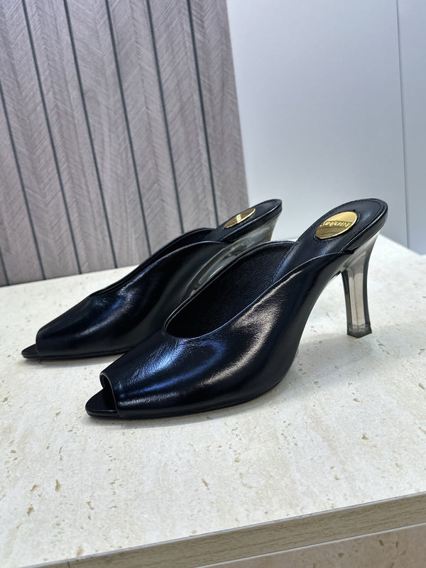 YSL Sabrina Mules 8.5cm Black Leather 959685