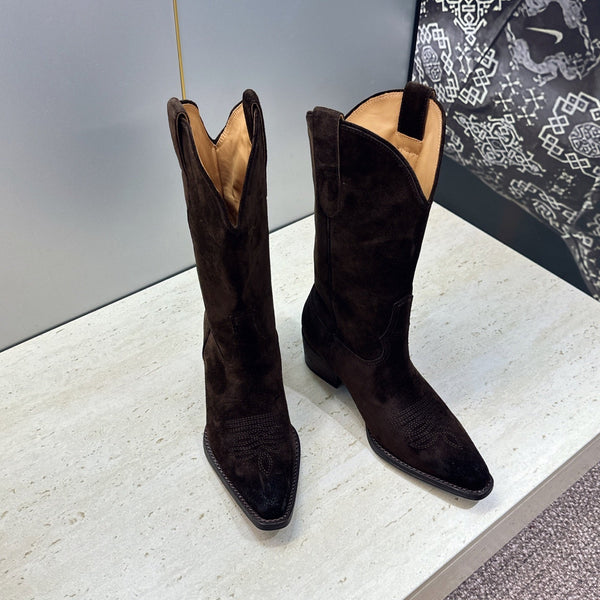CE 26s Mid-Calf Boots 4.5cm Brown Suede 959455