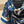 Chevaux Dechaines Shawl 135 CM IN Dark Blue Colorful Cashmere Silk 373682