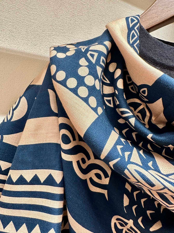 Fantaisie d'Etriers Scarf 140 CM Navy Blue Silk