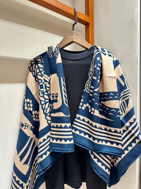 Fantaisie d'Etriers Scarf 140 CM Navy Blue Silk