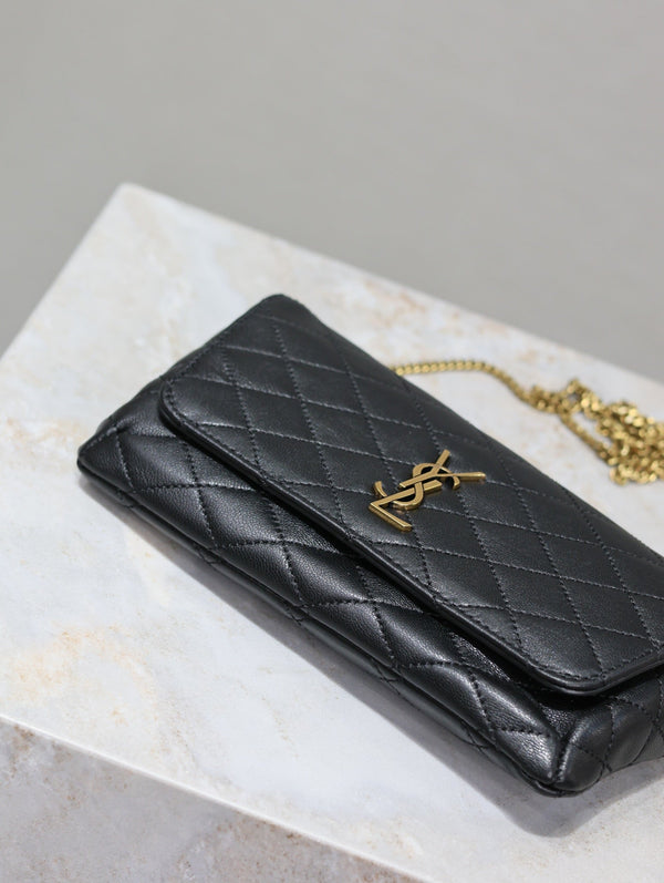Prada Gaby Phone Bag 19cm Black Quilted Leather GHW