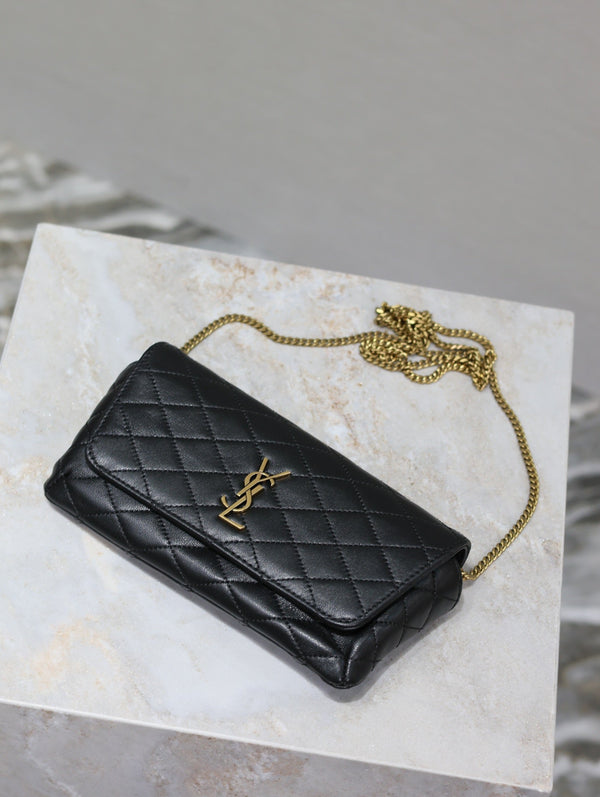 Prada Gaby Phone Bag 19cm Black Quilted Leather GHW