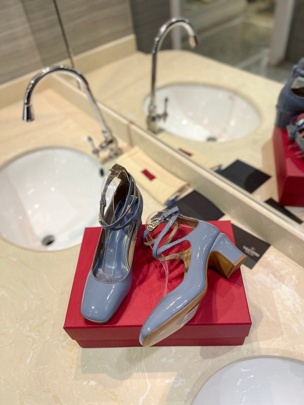 VLTN 26s VLogo Block Heels Light Blue Patent Leather 985373
