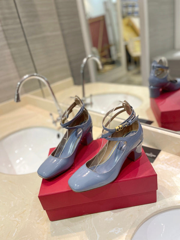 VLTN 26s VLogo Block Heels Light Blue Patent Leather 985373