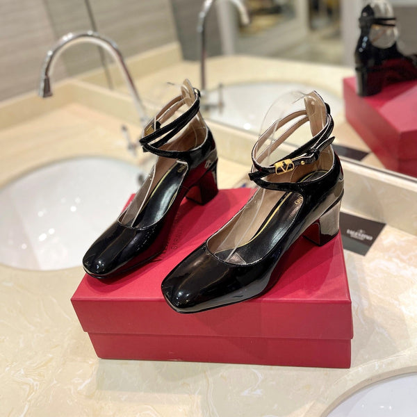 VLTN 26s VLogo Block Heels Black Patent Leather 985374