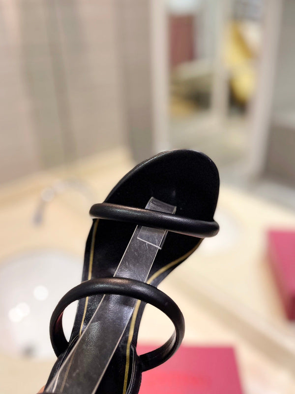 VLTN 26s Atelier Rose Sandals Black White Leather 985378