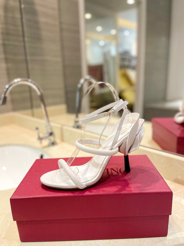 VLTN 26s Atelier Rose Sandals White Leather 985379