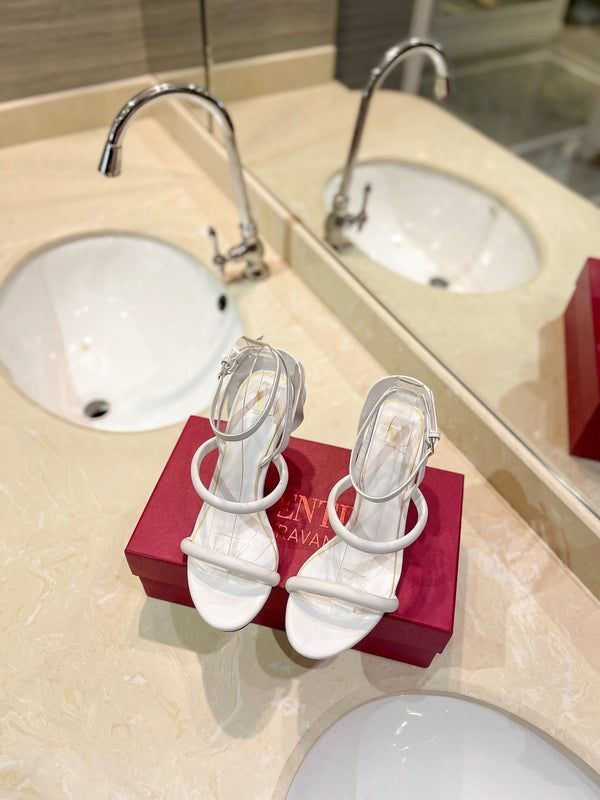 VLTN 26s Atelier Rose Sandals White Leather 985379