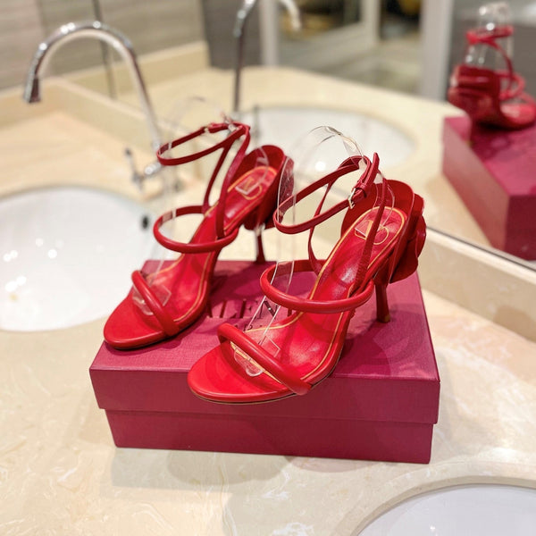 VLTN 26s Atelier Rose Sandals Red Leather 985380