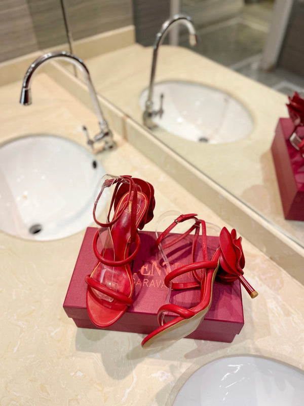 VLTN 26s Atelier Rose Sandals Red Leather 985380