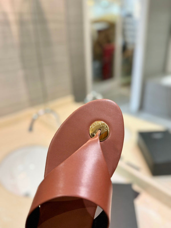 SL KOUROS THONG SANDALS BROWN CALFSKIN