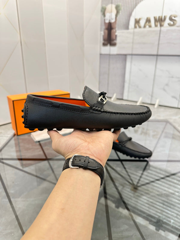 HM Men's Alessandro Loafer Black Orange Embossed Cowhide 697693