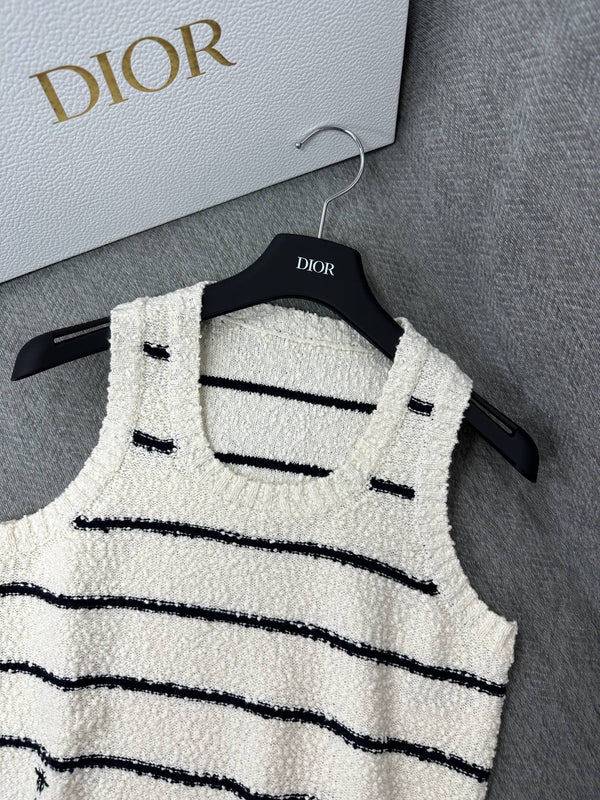 CD Marinière Twinset Striped Vest Black White Cotton Wool 345340