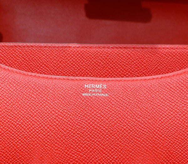 constance 24 red epsom leather silver hardware